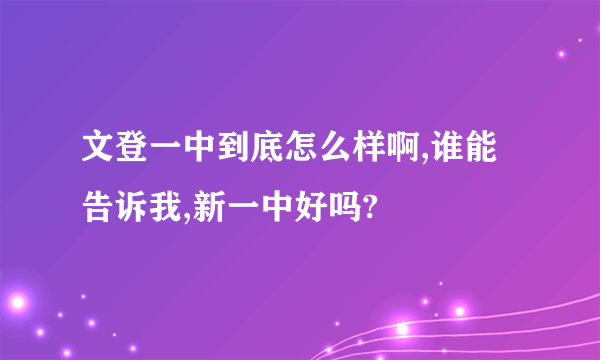 文登一中到底怎么样啊,谁能告诉我,新一中好吗?