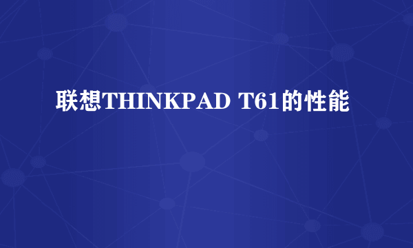 联想THINKPAD T61的性能