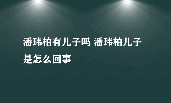 潘玮柏有儿子吗 潘玮柏儿子是怎么回事