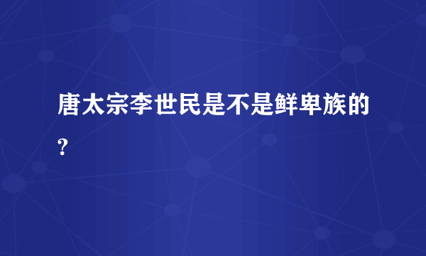 唐太宗李世民是不是鲜卑族的?