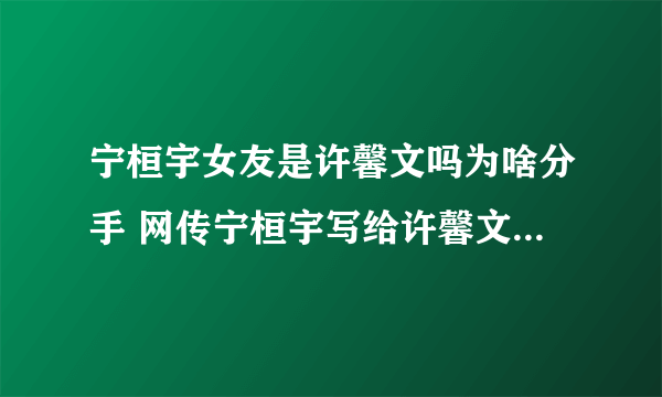 宁桓宇女友是许馨文吗为啥分手 网传宁桓宇写给许馨文的歌是哪首