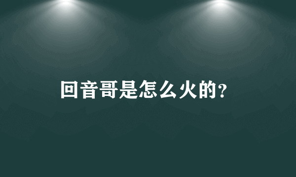 回音哥是怎么火的？