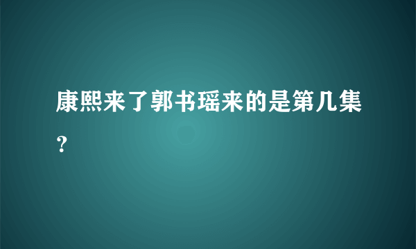 康熙来了郭书瑶来的是第几集？