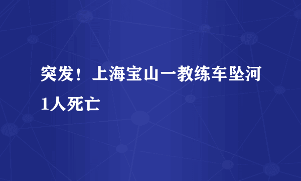 突发！上海宝山一教练车坠河1人死亡