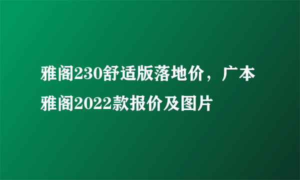 雅阁230舒适版落地价，广本雅阁2022款报价及图片