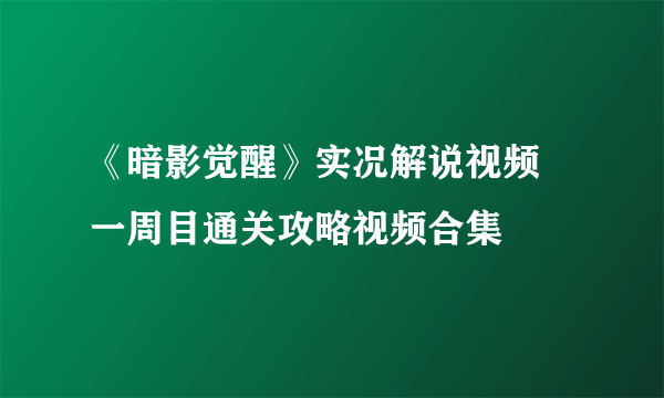 《暗影觉醒》实况解说视频 一周目通关攻略视频合集