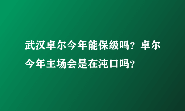 武汉卓尔今年能保级吗？卓尔今年主场会是在沌口吗？