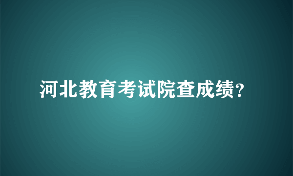 河北教育考试院查成绩？