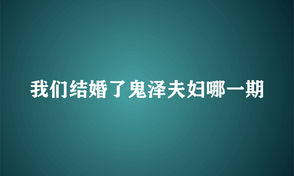 我们结婚了鬼泽夫妇哪一期