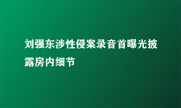 刘强东涉性侵案录音首曝光披露房内细节