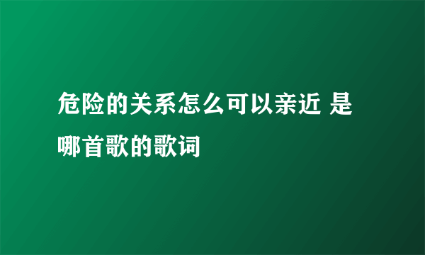 危险的关系怎么可以亲近 是哪首歌的歌词