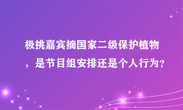 极挑嘉宾摘国家二级保护植物，是节目组安排还是个人行为？