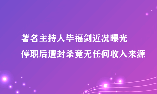 著名主持人毕福剑近况曝光 停职后遭封杀竟无任何收入来源