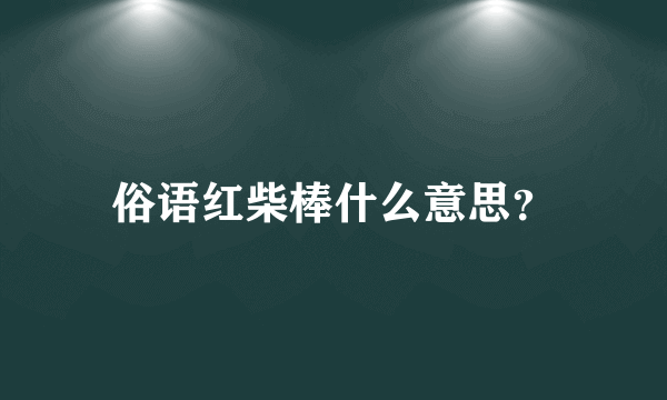 俗语红柴棒什么意思？