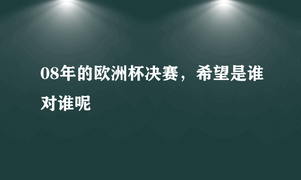 08年的欧洲杯决赛，希望是谁对谁呢