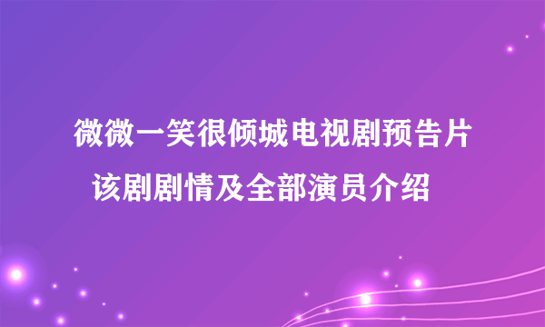 微微一笑很倾城电视剧预告片  该剧剧情及全部演员介绍