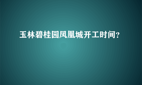 玉林碧桂园凤凰城开工时间？