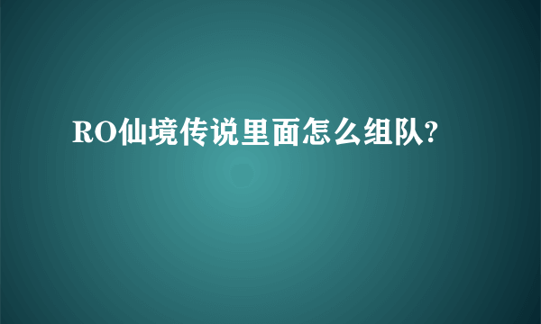 RO仙境传说里面怎么组队?