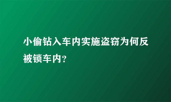 小偷钻入车内实施盗窃为何反被锁车内？