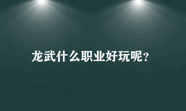 龙武什么职业好玩呢？