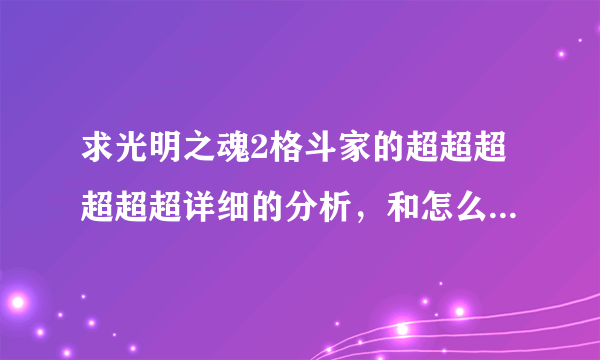 求光明之魂2格斗家的超超超超超超详细的分析，和怎么加点（包括技能），加分！！！ 不好不要！万分感谢！