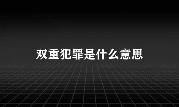 双重犯罪是什么意思