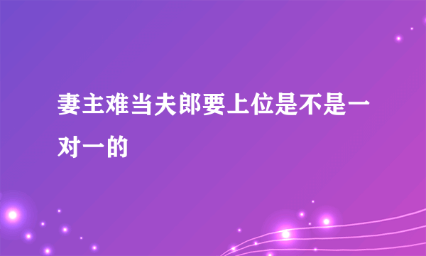 妻主难当夫郎要上位是不是一对一的