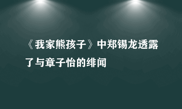 《我家熊孩子》中郑锡龙透露了与章子怡的绯闻