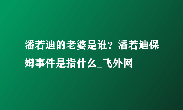 潘若迪的老婆是谁？潘若迪保姆事件是指什么_飞外网