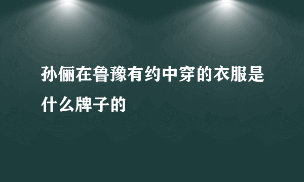 孙俪在鲁豫有约中穿的衣服是什么牌子的