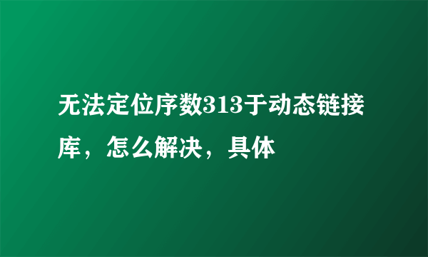 无法定位序数313于动态链接库，怎么解决，具体