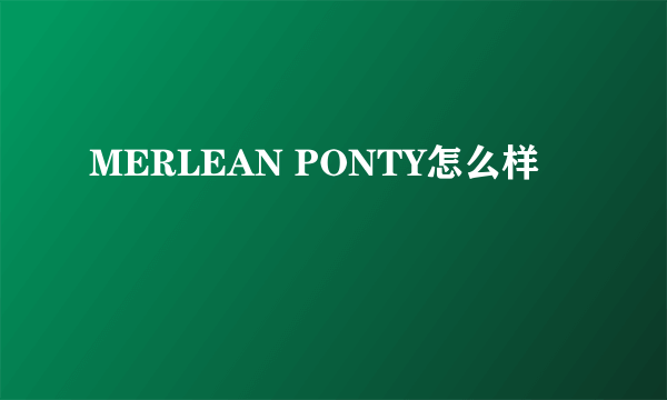 MERLEAN PONTY怎么样