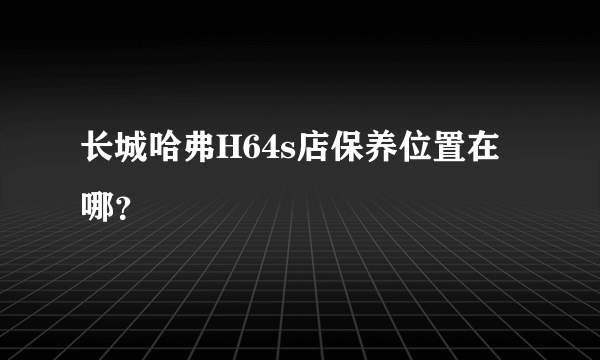 长城哈弗H64s店保养位置在哪？