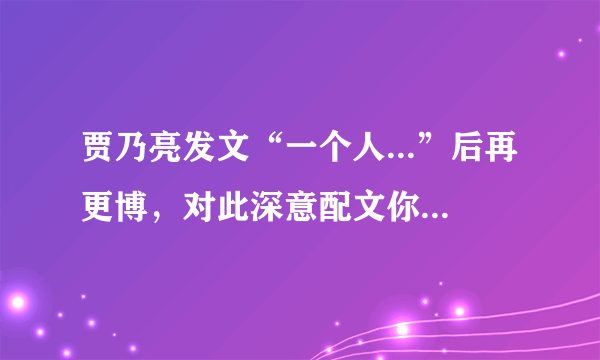 贾乃亮发文“一个人...”后再更博，对此深意配文你有什么想说的？