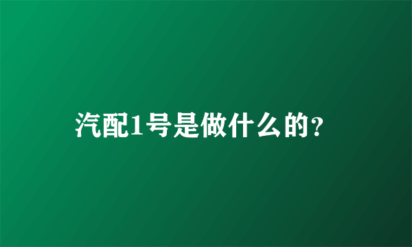 汽配1号是做什么的？