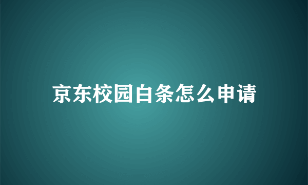 京东校园白条怎么申请