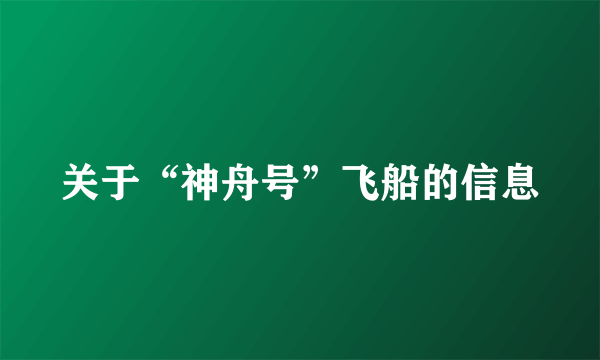 关于“神舟号”飞船的信息