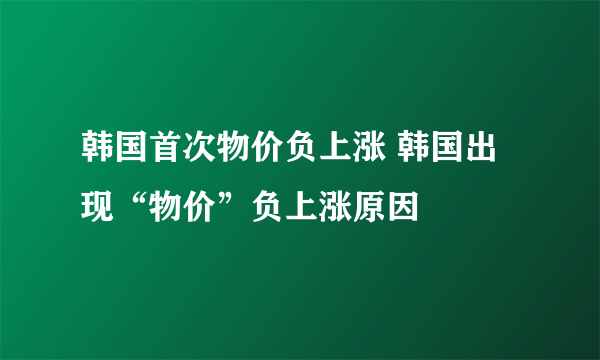 韩国首次物价负上涨 韩国出现“物价”负上涨原因