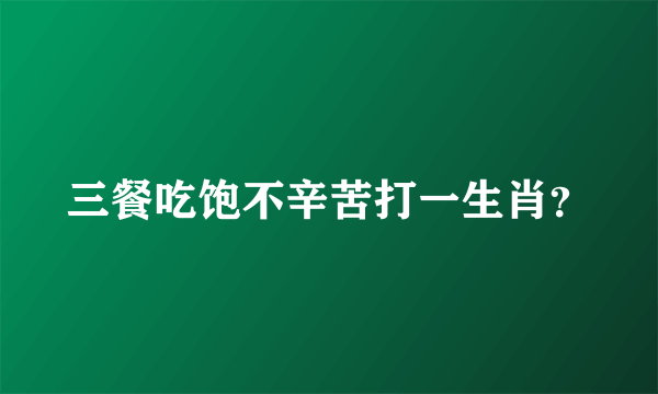 三餐吃饱不辛苦打一生肖？