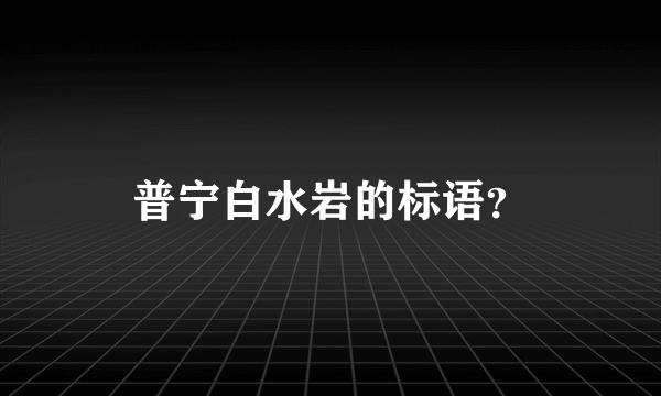 普宁白水岩的标语？