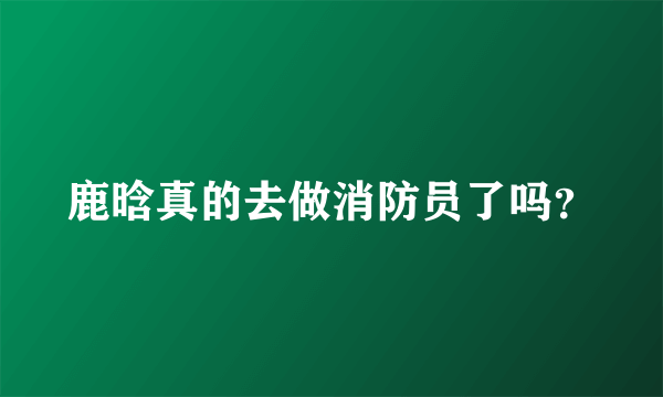 鹿晗真的去做消防员了吗？