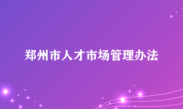 郑州市人才市场管理办法