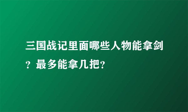 三国战记里面哪些人物能拿剑？最多能拿几把？