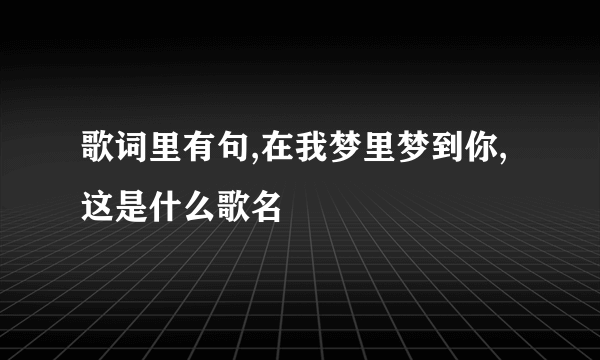 歌词里有句,在我梦里梦到你,这是什么歌名