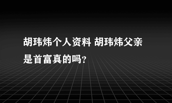 胡玮炜个人资料 胡玮炜父亲是首富真的吗？