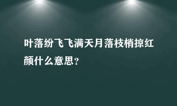 叶落纷飞飞满天月落枝梢掠红颜什么意思？