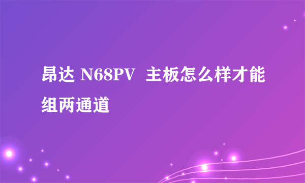 昂达 N68PV  主板怎么样才能组两通道