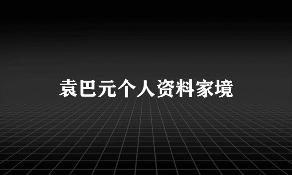 袁巴元个人资料家境