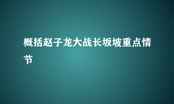 概括赵子龙大战长坂坡重点情节