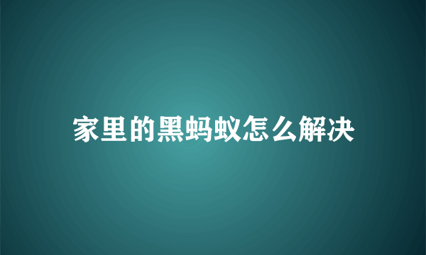 家里的黑蚂蚁怎么解决